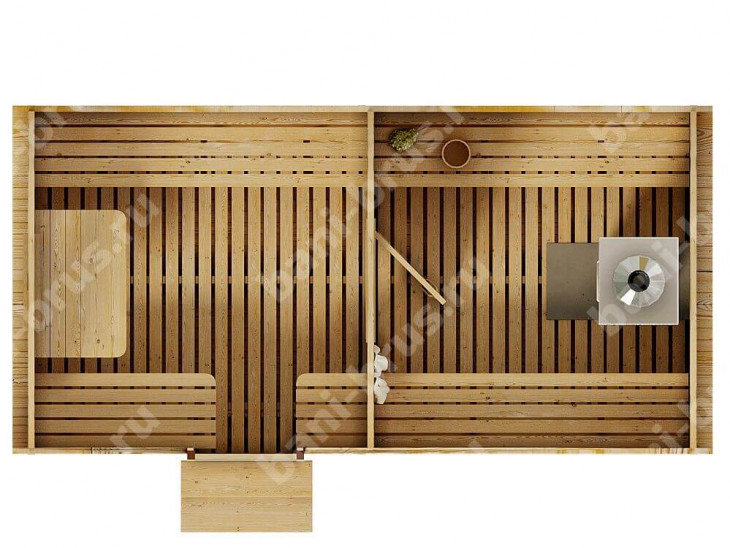 Кадробаня с боковым входом и полноценными комнатой отдыха и парной Одуванчик, размер 4,73